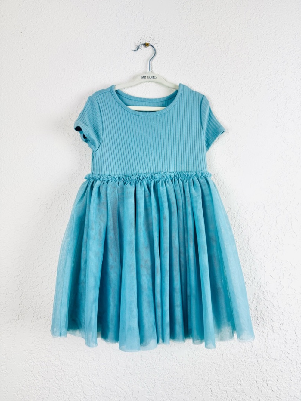 wonder nation Ribbed Knit & Tulle Dress 4T